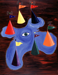 RAFAEL AGREDANO. El diseo al servicio de la gentica, 1985. 146 x 114 cm. Mixta sobre lienzo