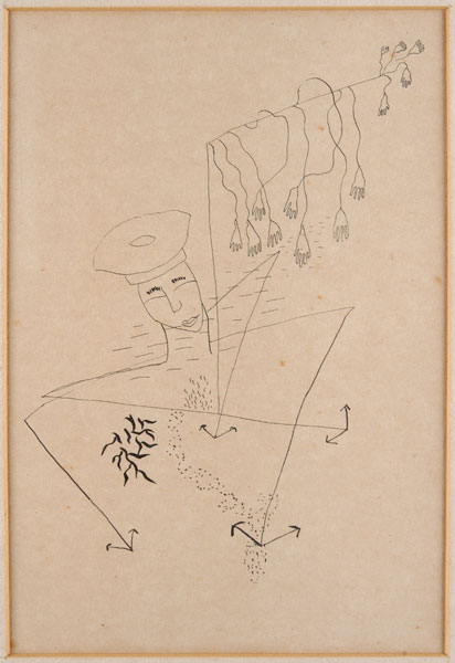 FEDERICO GARC�A LORCA. Marinero ahogado, (Ilustraciones para El tabern�culo, libro de poemas de Molinari), 1934. 21,5 x 14,7 cm. Dibujo a pluma